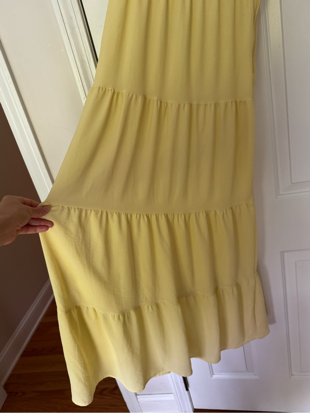 H&M Pale Yellow Tiered Maxi Dress with Spaghetti Straps - Picture 2 of 5